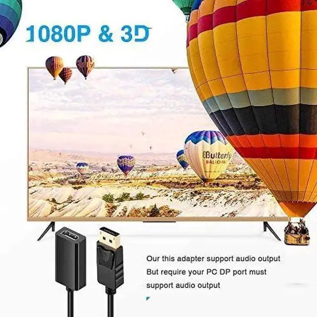 Alt view image 5 of 6 - DisplayPort to HDMI Adapter Portable Transmits HD Audio and Video Supports 1920x1200 / 1080P Gold-Plated Connectors