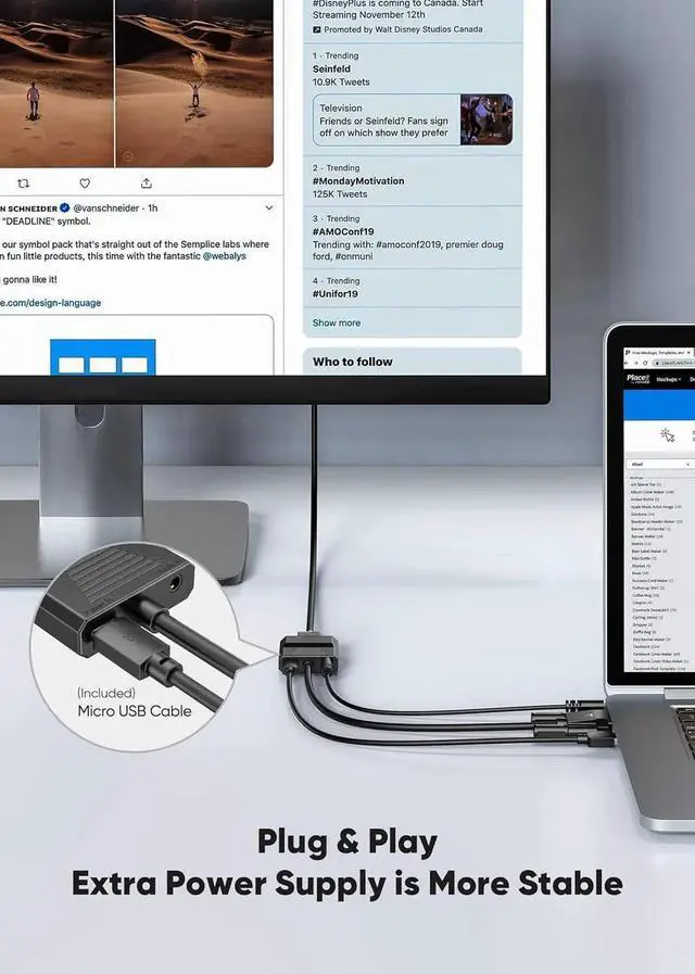 Alt view image 5 of 7 - VGA to HDMI Adapter Only from Computer/Laptop VGA Source to HDMI TV/Monitor 1080P Male VGA to Female HDMI Converter Adaptador for Desktop Laptop Projector to Monitor HDTV 0.33FT