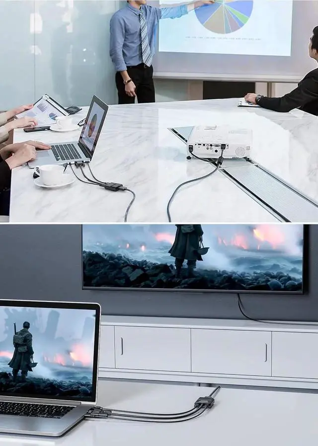 Alt view image 6 of 7 - VGA to HDMI Adapter Only from Computer/Laptop VGA Source to HDMI TV/Monitor 1080P Male VGA to Female HDMI Converter Adaptador for Desktop Laptop Projector to Monitor HDTV 0.33FT