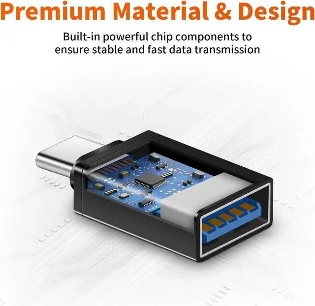 Alt view image 2 of 7 - USB C to USB Adapter 5 Pack USB to USB C 3.0 OTG Adapter USB C to USB A Converter for iPhone 16 15 Pro Max Plus MacBook Pro Air Microsoft Surface iPad Galaxy S24 S23 S22-Black