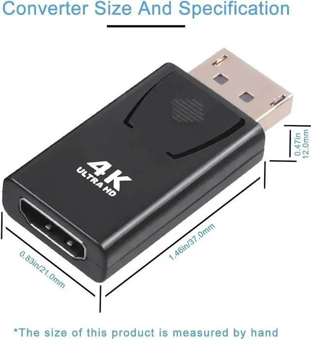 Alt view image 5 of 7 - 4K DisplayPort to HDMI Adapter 2 Pack Display Port to HDMI (Monitor) Converter DP Male to HDMI Female Connectors Gold-Plated for HP Laptop PC Computer HDTV Projector Desktop