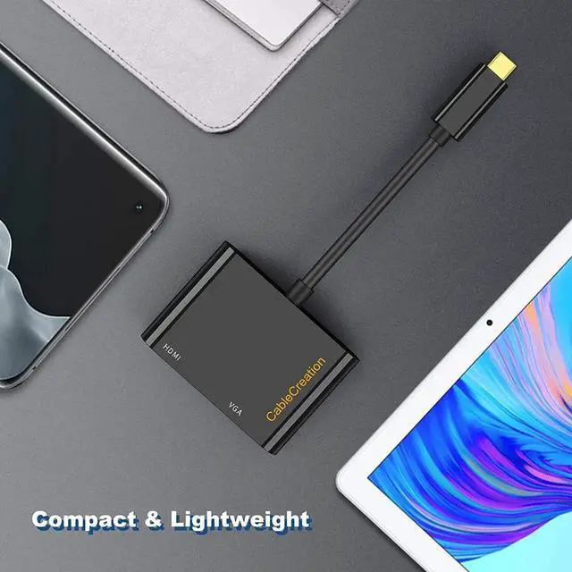 Alt view image 5 of 6 - USB C to HDMI VGA Adapter Type C to VGA to USB C Thunderbolt 3 for Dual Monitor Adapter Compatible with iPhone 15 Plus/15 Pro Max Galaxy S22 Ultra MacBook Pro 2020 iPad Pro 2020