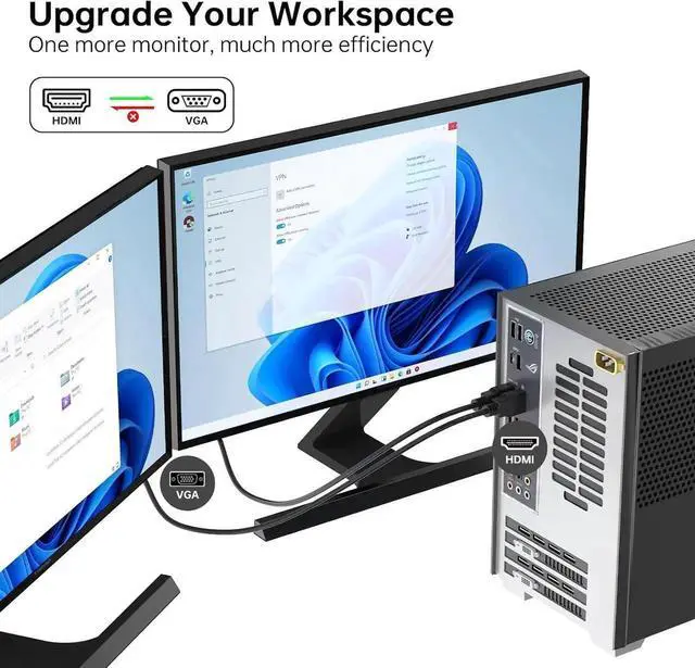 Alt view image 7 of 7 - HDMI to VGA Cable 6ft Anti-Interference Gold-Plated Plugs 1080P@60Hz Aluminum HDMI Source to VGA Display Adapter (Male to Male) Compatible for PC Laptop Xbox PS5 Monitor More