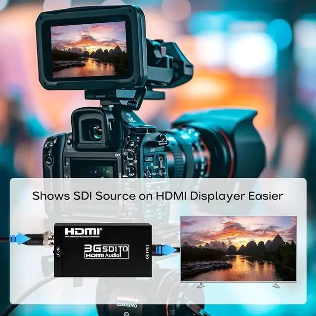 Alt view image 6 of 7 - SDI to HDMI Converter Full HD 1080P Video Audio Adapter Supports SD/HD/3G-SDI to HDMI Conversion for Camera Monitor Projector Display