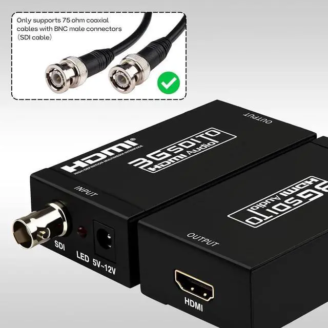 Alt view image 4 of 7 - SDI to HDMI Converter Full HD 1080P Video Audio Adapter Supports SD/HD/3G-SDI to HDMI Conversion for Camera Monitor Projector Display