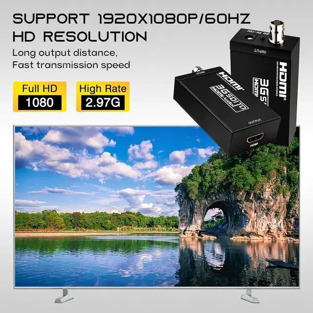 Alt view image 7 of 7 - SDI to HDMI Converter Full HD 1080P Video Audio Adapter Supports SD/HD/3G-SDI to HDMI Conversion for Camera Monitor Projector Display