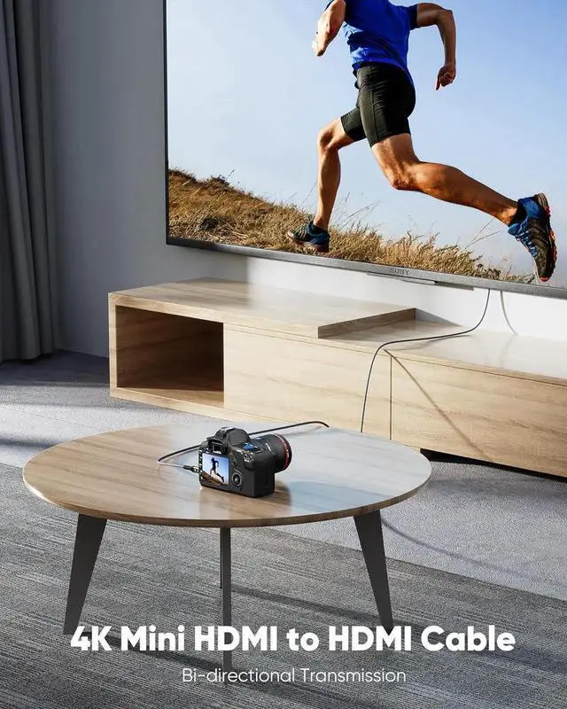 Alt view image 4 of 7 - Mini HDMI to HDMI Cable 10FT 4K 60Hz High Speed HDMI to Mini HDMI Cable Male Bi-Directional 2.0 Cord for HDTV Tablet Camera and Camcorder [Aluminum Shell Nylon Braided]