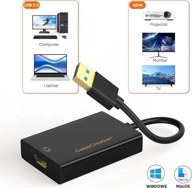 Alt view image 6 of 7 - USB 3.0 to HDMI Adapter with DisplayLink USB External Display Graphics Adapter Compatible with Windows 11 10 and macOS Black