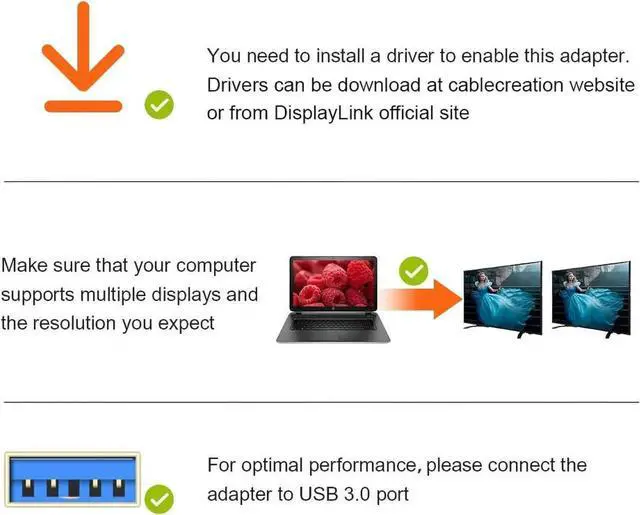 Alt view image 3 of 7 - USB 3.0 to HDMI Adapter with DisplayLink USB External Display Graphics Adapter Compatible with Windows 11 10 and macOS Black