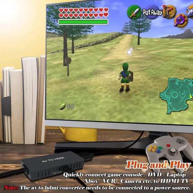 Alt view image 3 of 6 - RCA to HDMI Converter AV to HDMI Adapter Composite to HDMI Support 1080P PAL/NTSC Compatible with WII/WII U/PS one/PS2/PS3/STB/Xbox/VHS/VCR/Blue-Ray DVD ect.