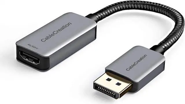 Alt view image 4 of 6 - Active DP to HDMI Adapter HDR 4K@60Hz 2K@144Hz 1080P@144Hz Braided DisplayPort 1.4 to HDMI 4K Converter (Male to Female) Support Eyefinity Multi-Display Aluminum