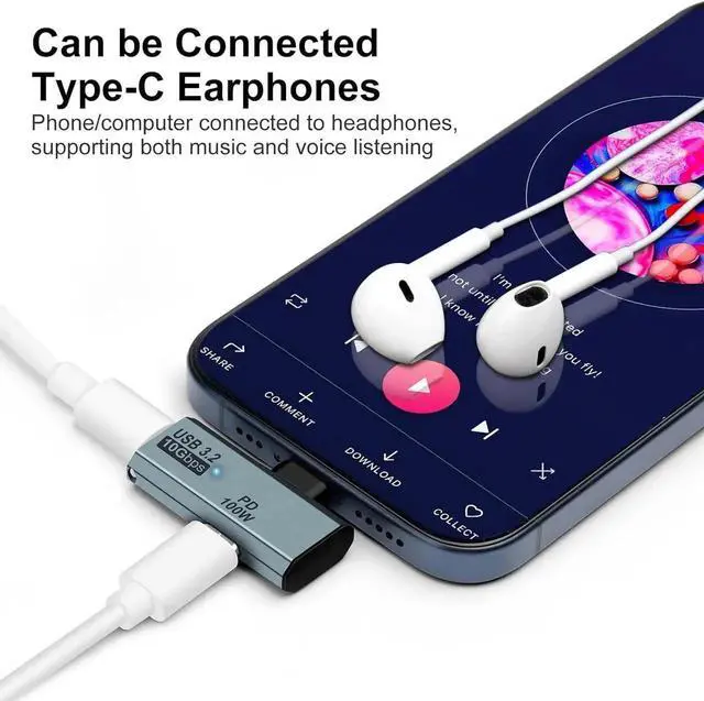 Alt view image 6 of 7 - USB C OTG Adapter Type C 100W PD Charging USB C to Dual USB C Splitter for iPhone 15 Pro Max Google TV Chromecast 2020 MacBook Samsung Galaxy S22/S23(Gray)