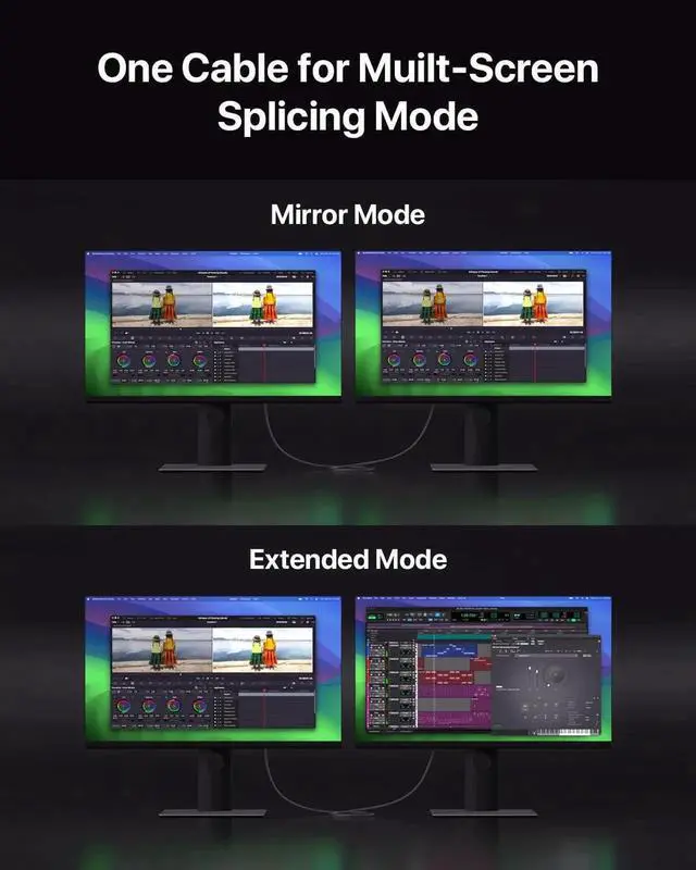 Alt view image 7 of 7 - 10FT DisplayPort 2.1 Cable 16K@60Hz 8K@120Hz 4K@240Hz 80Gbps Compatible with FreeSync G-Sync HDR10 HDCP 3D Gaming Monitor TV PC