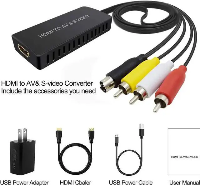 Alt view image 6 of 6 - HDMI to SVideo Converter HDMI to Audio Video Converter HDMI to RCA Adapter with Svideo Cable Support 720P/1080p for PC Laptop Xbox PS3 TV STB VHS VCR Blue-Ray DVD
