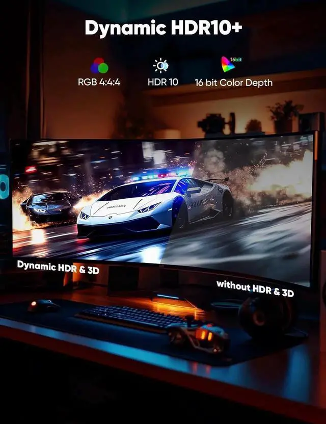 Alt view image 6 of 7 - 8K 4K DisplayPort Cable 1.4 10FT DP Cord ( Certified 8K@60Hz 4K@144Hz 2K@240Hz/165Hz) 32.4Gbps High Speed Display Port Cable for Gaming Monitor HDR/FreeSync/G-Sync Braided Black