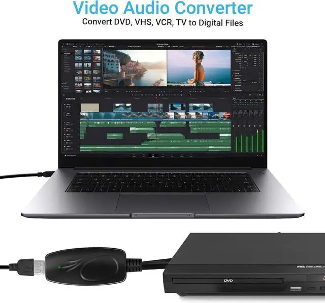 Alt view image 3 of 7 - USB 2.0 Audio Video Capture Card Digitization of Old Videos VHS VCR TV to DVD Converter Suitable for Mac OS & Windows 10/8/7/XP/Vista with a 100 cm RCA Extension Cable and Windows Software CD