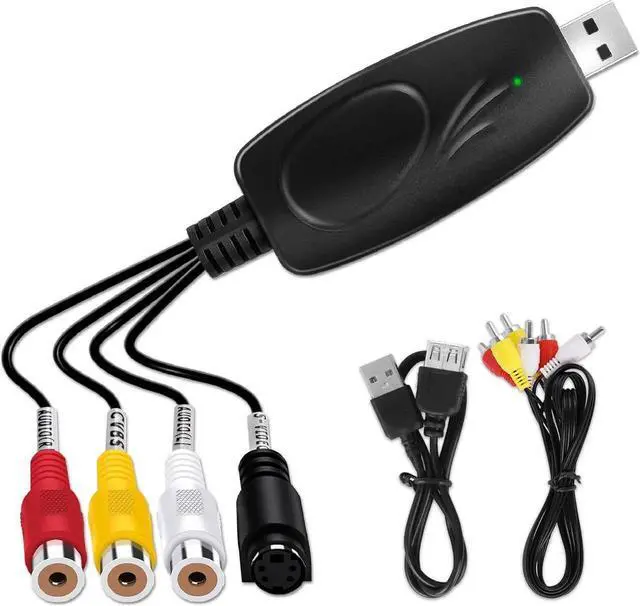 Main image of USB 2.0 Audio Video Capture Card Digitization of Old Videos VHS VCR TV to DVD Converter Suitable for Mac OS & Windows 10/8/7/XP/Vista with a 100 cm RCA Extension Cable and Windows Software CD