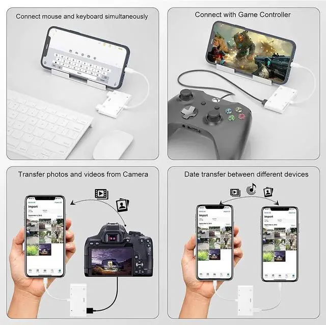 Alt view image 3 of 6 - Lightning to HDMI Adapter for iPhone 6 in 1 TF & SD Card Reader with Charging Port HDMI Adapter to TV /Monitor/Projector/USB Drive/MIDI /Keyboard/Mouse Suitable for Meeting Speech and Teaching