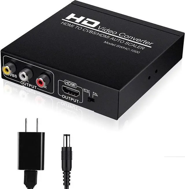 Main image of HDMI to RCA and HDMI Adapter Converter 3RCA CVBS AV Composite Video Audio Adapter/Splitter with PowerAdapter Support 1080P PAL NTSC for HD TV Older TV Camera Monitor etc(Black)