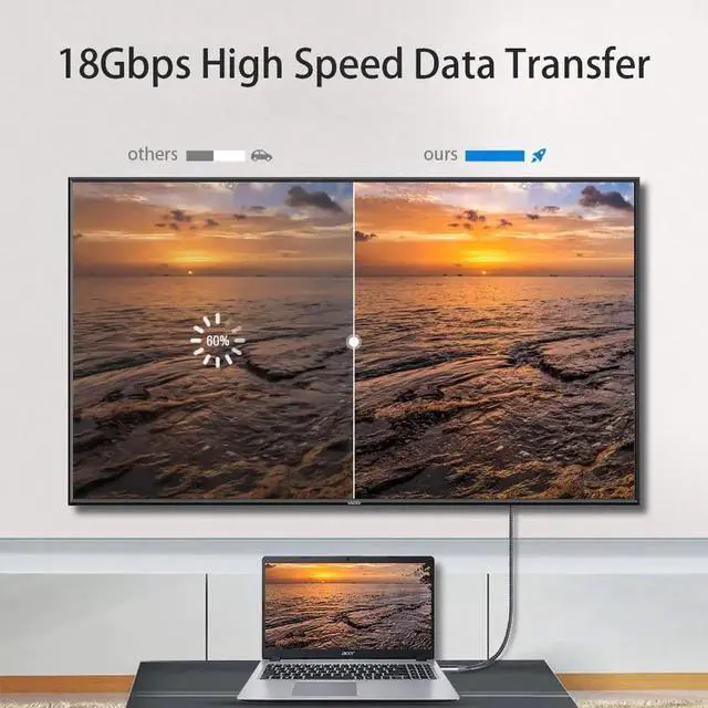 Alt view image 4 of 7 - HDMI Cable 4K 50 ft High Speed HDMI 2.0 Cord Braided | 4K@30Hz Ultra HD 1080p ARC HDR 3D HDCP 2.2 | for Xbox / PS5 / TV/Laptop/Monitor