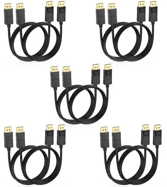 Main image of DisplayPort to DisplayPort Cables 6FT 10-Pack 4K@60Hz DP Display Port Male to Male Cord Gold-Plated 2K@165Hz Compatible for Computer Laptop Graphics Card etc