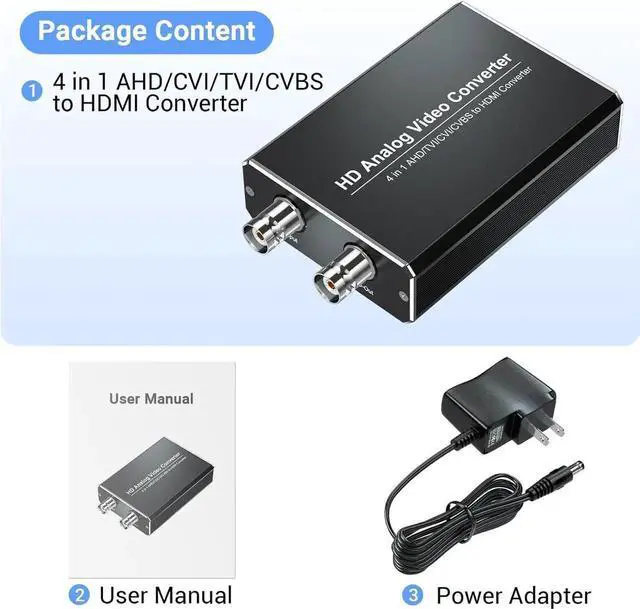 Alt view image 4 of 7 - HD Analog to HDMI Video Converter-CVI TVI AHD to HDMI Converter with Loop Out 720P/1080P/3MP/4MP/5MP/8MP CVI TVI AHD Signals to HDMI Adapter