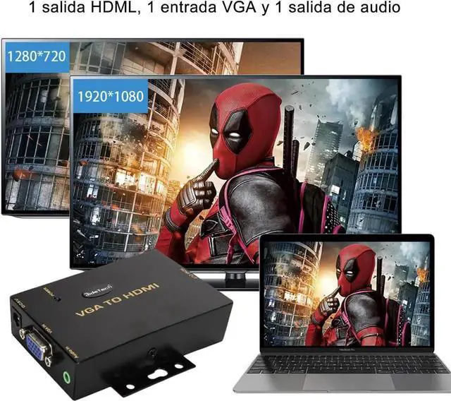 Alt view image 7 of 7 - 1080P VGA to HDMI Converter with 3.5mm Audio Port for PC Laptop Display Computer Mac Projector