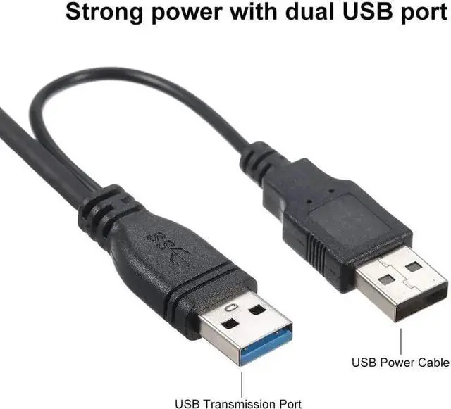Alt view image 3 of 6 - Power Y Cable Dual USB3.0 A Male to Micro USB 3.0 Y Cable with Extra Power for SSD HDD