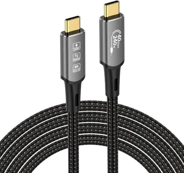 Main image of USB4 Cable, with Thunderbolt 4, 240 W Charging, 40 Gbps Data Cable, 8K @ 60Hz 4K120Hz HDR, PD3.1, USB C to USB C Cable, for Hub, Dock MacBook, M1 M2, M3, Mac Studio SSD, Laptops, Monitor, 6.6ft long