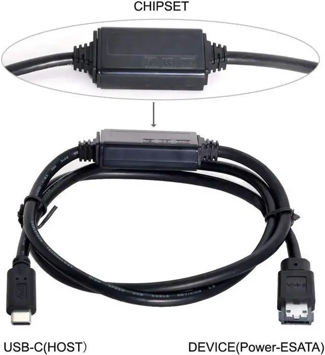 Alt view image 4 of 5 - eSATA to USB C Cable USB Type C Male Host to eSATA eSATAp HDD Cable for Laptop PC