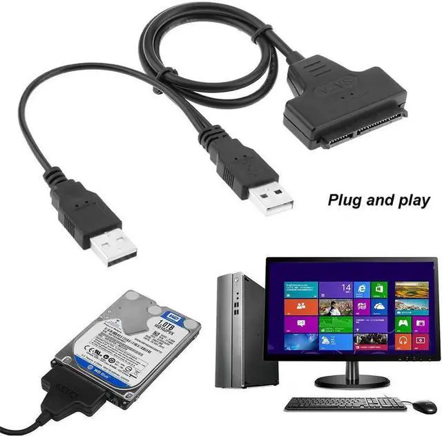 Alt view image 5 of 5 - to Dual USB3.0 2.0 Powered 22 Pin Hard Drive USB 3.0 Cable High Speed Adapter Cable for External 2.5 inch HDD SSD