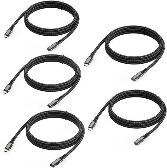 Main image of USB C Extension Cable 3.3FT 5-Pack, Type-C Male to Female Cord, [USB 3.2 Gen2/10Gbps] 100W/5A Fast Charging 4K@60Hz Video USB C Cable for Carplay MacBook,Laptop,Tablet,Mobile Phone and More