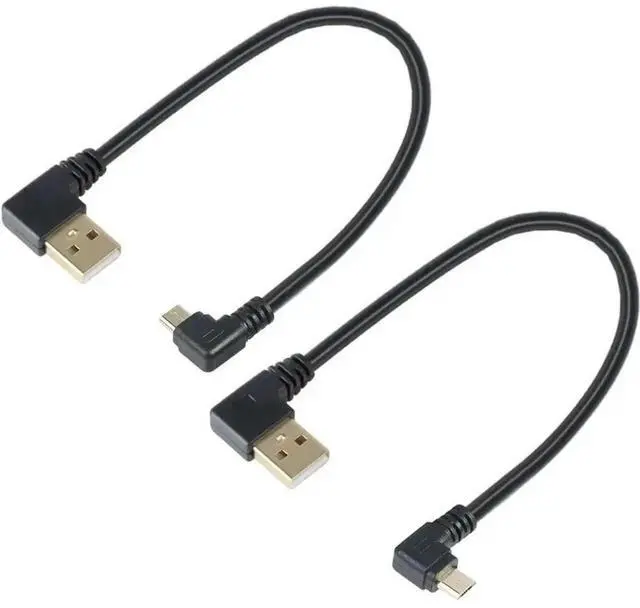 Main image of FOR 2Pack Left/Right Angle USB Cable 5.5 Inches for TV Stick Power Bank - 90 Degree USB to Micro USB Cable for TV Stick