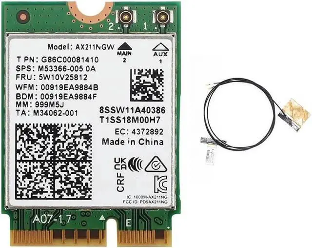 Main image of 6E AX211NGW Tri Band 2.4G/5G/6Ghz Wireless Network Card for Bluetooth 5.2 AX211 M.2 KeyE CNVio Windows10