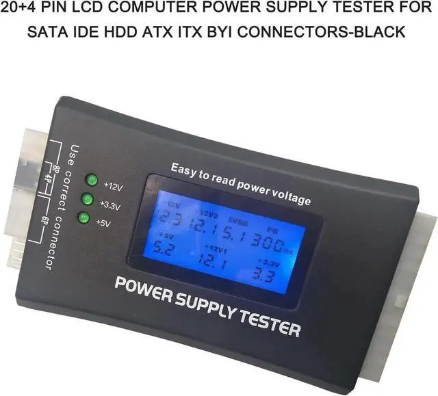 Alt view image 6 of 6 - Homtoozhii 20+4 Pin LCD Computer Power Supply Tester for IDE HDD ATX ITX BYI Connectors-Black