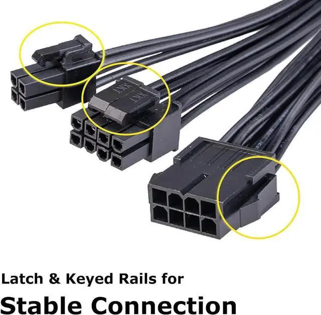 Alt view image 4 of 7 - Akasa 8-Pin to 8+4-Pin Power Adapter Cable | Converts 8-pin ATX PSU to 8+4 pin ATX Motherboard Power Connectors | Black | 15cm | AK-CBPW22-15