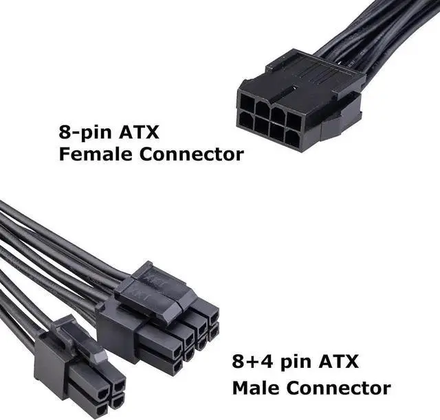 Alt view image 5 of 7 - Akasa 8-Pin to 8+4-Pin Power Adapter Cable | Converts 8-pin ATX PSU to 8+4 pin ATX Motherboard Power Connectors | Black | 15cm | AK-CBPW22-15