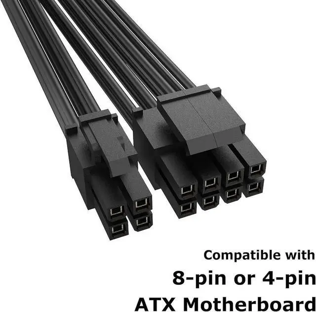 Alt view image 3 of 7 - Akasa 8-Pin to 8+4-Pin Power Adapter Cable | Converts 8-pin ATX PSU to 8+4 pin ATX Motherboard Power Connectors | Black | 15cm | AK-CBPW22-15