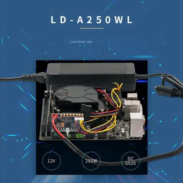 Alt view image 3 of 6 - PRIZOM Portable DC 12V 250W 24Pin ATX Connect with Motherboard Mini ITX Power Supply Pcio PSU Module for PC