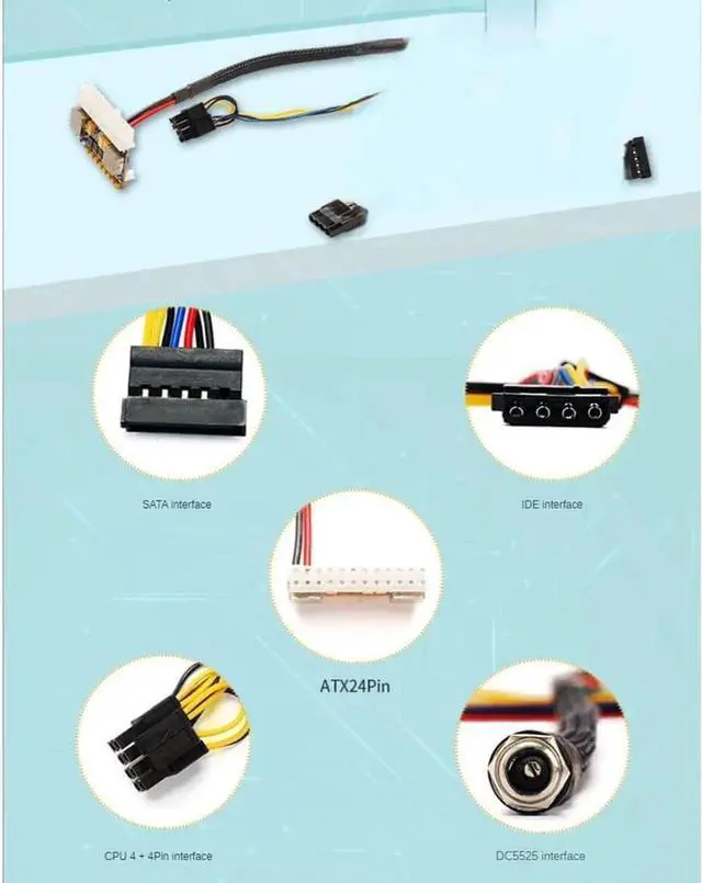 Alt view image 2 of 6 - PRIZOM Portable DC 12V 250W 24Pin ATX Connect with Motherboard Mini ITX Power Supply Pcio PSU Module for PC
