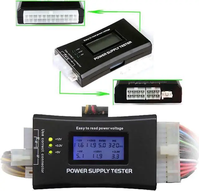 Alt view image 3 of 7 - Bestyu Digital LCD Display PC Computer Power Supply Tester 20/24 Pin 4 PSU ATX BTX ITX SATA HDD Testers