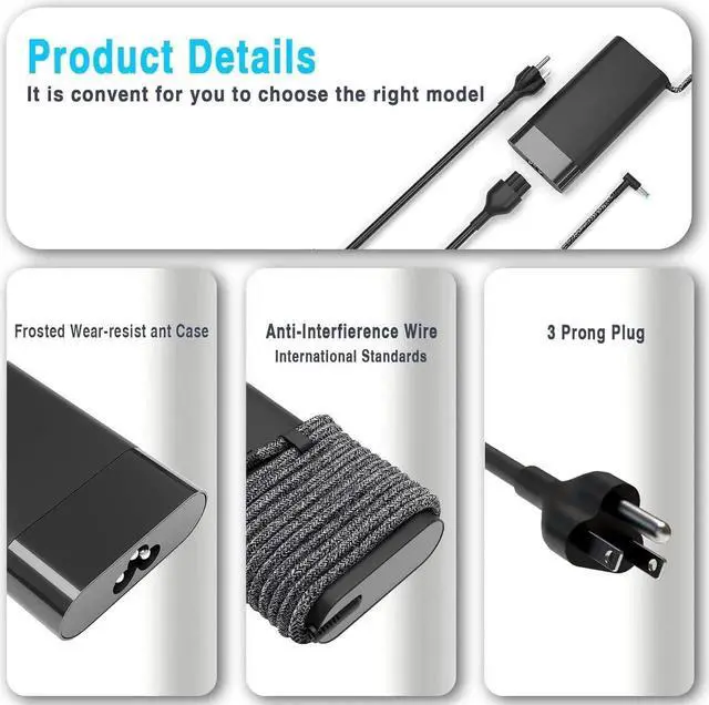 Alt view image 5 of 7 - 200W Laptop Charger for HP Original Omen Pavilion 15 16 17 Victus 15 16 Zbook 15 17 ZBook Fury Create Studio Envy 15 2020 TPN-DA10 Gaming Laptop Power Adapter Supply AC Adapter