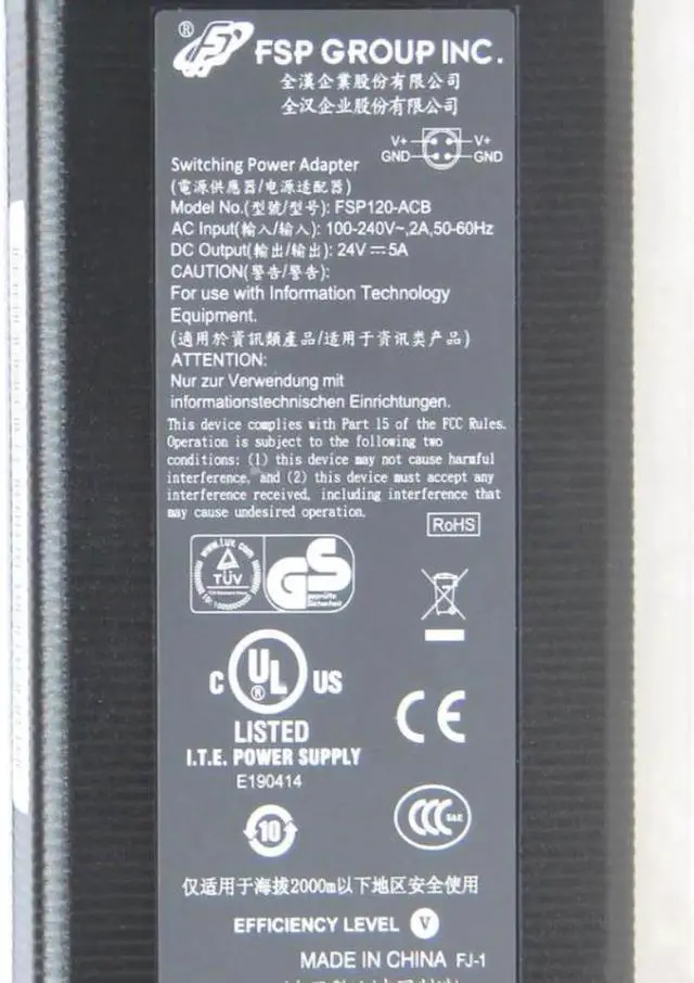 Alt view image 2 of 2 - FSP FSP120-ACB 24V 5A 120W 4PIN AC Adapter For Pioneer POS STEALTHTOUCH-M5 0227B24120 ADP-120TB B Power Supply Charger