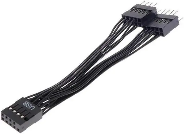 Main image of 10CM USB Motherboard Cable USB Header Extension Cable 9Pin 1 Female to 2 Male Y Splitter Cable 3.94in