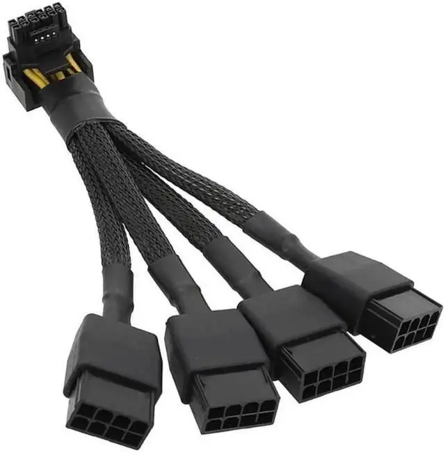 Main image of GPU RTX4090 18AWG 4x8pin PCI-e to 16Pin (12+4) PCI-e 5.0 12VHPWR Connector 90 Degree Elbow 15CM for RTX4080 RTX4090