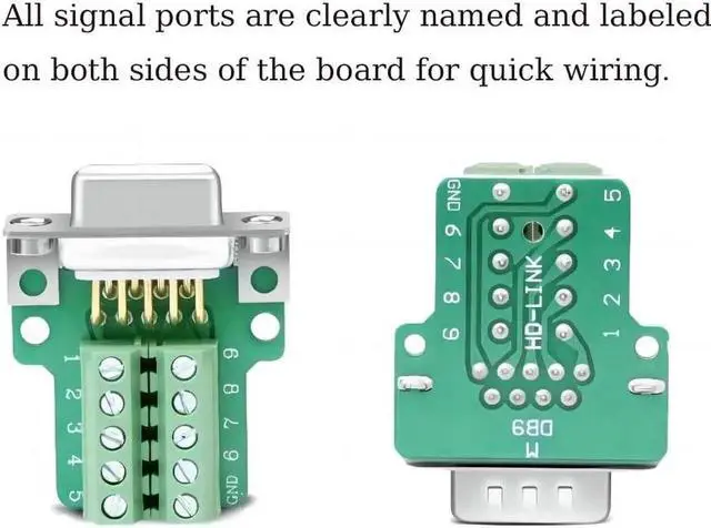 Alt view image 5 of 5 - Willwewon 10PCS DB9 Male Solderless Breakout Connector, RS232 D-SUB DB9 Serial to 9Pin Port Terminal Block with Case Long Bolts Tail Pipe