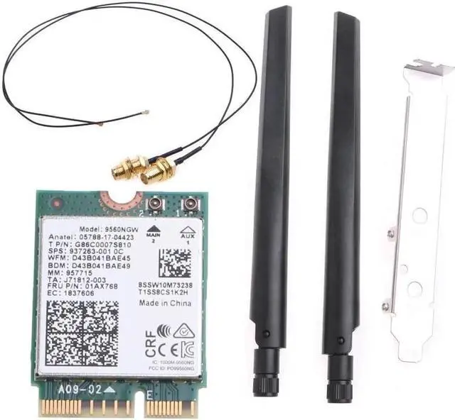 Main image of 2.4GHz 5GHz Wireless NGFF for M.2 for Key E Card BT 5.0 Adapter +Antenna
