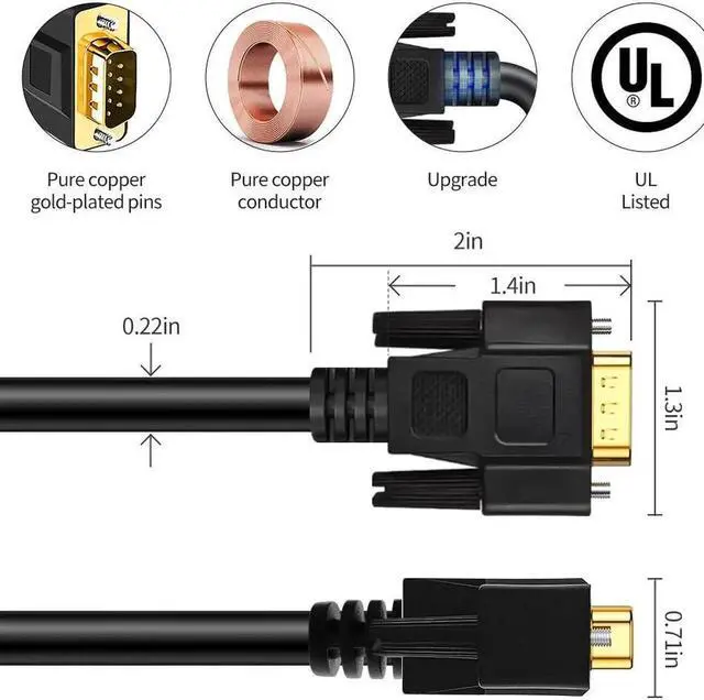 Alt view image 4 of 5 - XANHAM 65 Feet(20 Meter) DB9 Straight Through 9 Pin RS232 Serial Cable Double Shielded, Metal Braided&AL-foil, Male to Male, Black, SC902S14MM