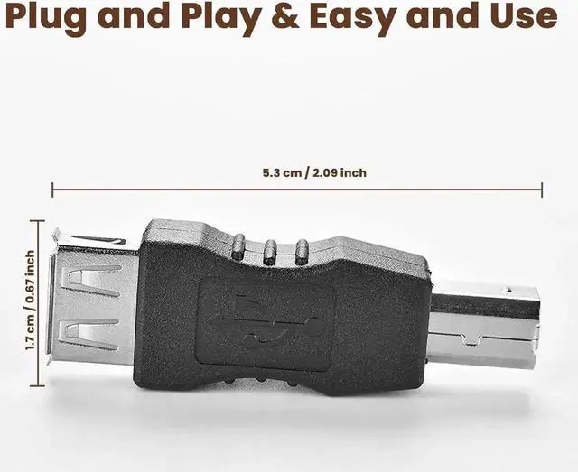 Alt view image 2 of 7 - USB A to B Adapter USB 2.0 A Female to USB B Male Printer Converter Connector Plug for Printer/Scanner Extender Connection Printer to USB Adapter (F/M ??-????????)