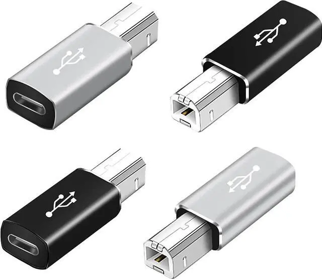 Main image of USB C to USB B Adapter 4-Pack USB C Female to Printer Male Converter Adapter Compatible with MIDIPrintersElectric Piano and Synthesizers Devices